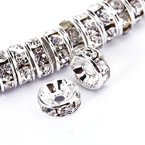 Wholesale 100Pcs Silver Plated Crystal Rhinestone Rondelle Spacer Beads 8mm HOT Wholesale 100Pcs Silver Plated Crystal Rhinestone Rondelle Spacer Beads 8mm HOT